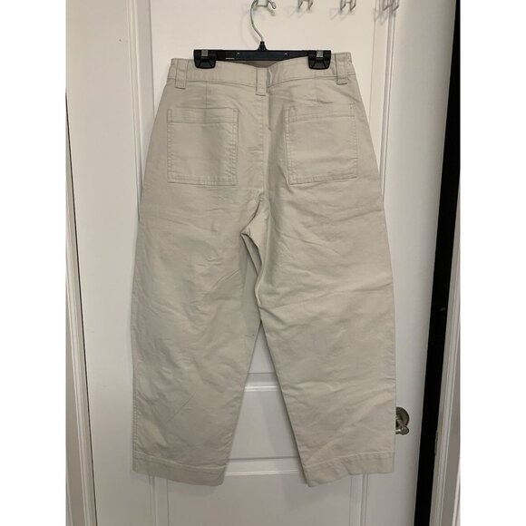 Old Navy High Rise Barrel Leg Pants Size 8 Beige Utility Minimalist Casual Ankle - Picture 4 of 9
